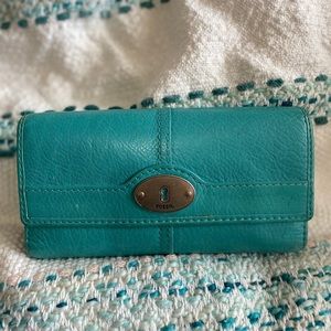 Teal Fossil Wallet